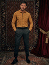 Regular Fit Waver Mustard Military Style Long Sleeve Shirt