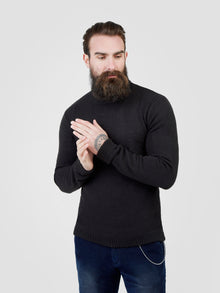  Regular Fit Earthling Charcoal Low Turtle Neck Knit