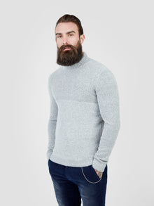  Regular Fit Earthling Light Grey Low Turtle Neck Knit