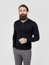 Regular Fit Lure Black Long Sleeve Knitted Polo Shirt