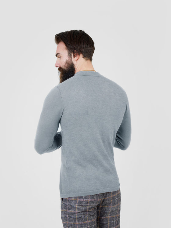Regular Fit Lure Grey Marl Long Sleeve Knitted Polo Shirt