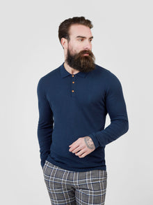 Regular Fit Lure Navy Long Sleeve Knitted Polo Shirt
