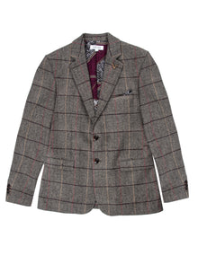  Regular Fit Static Sand/Brown Check Single Breasted Blazer