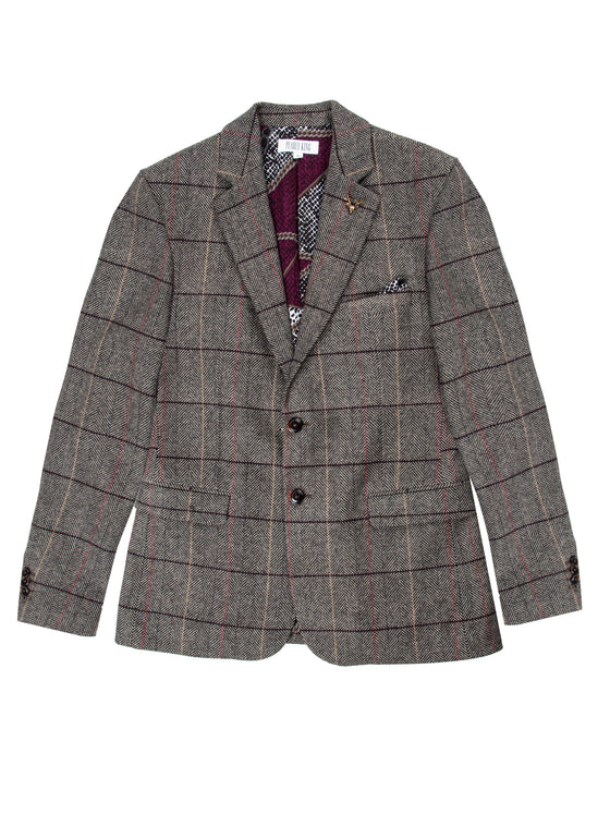 Regular Fit Static Sand/Brown Check Single Breasted Blazer