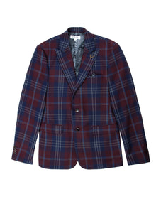  Regular Fit Vague Burgundy Check Single Breasted Blazer