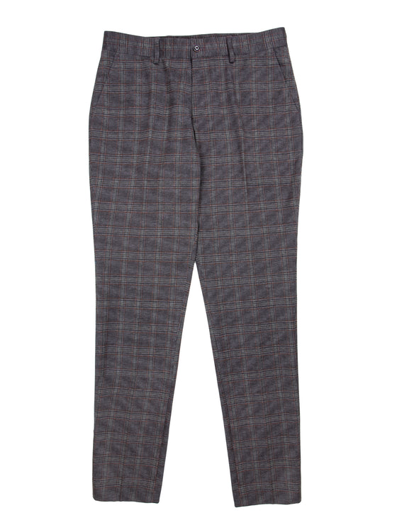 Slim Fit Mid Stretch Patter Rust Check Tailored Trouser