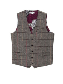  Regular Fit Static Brown/Sand Check Single Breasted Waistcoat